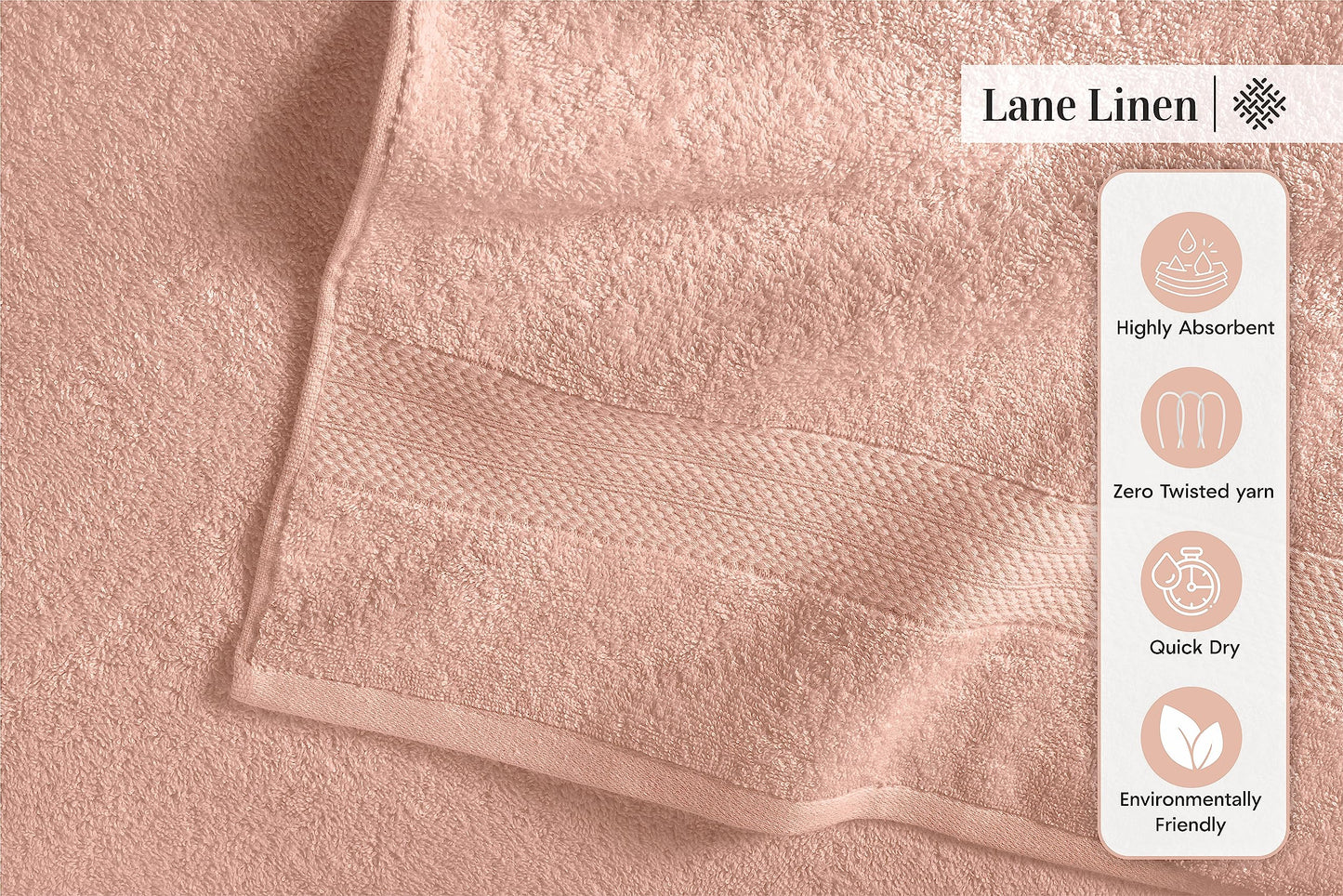 LANE LINEN 24 Piece Bathroom Towels Set - 100% Cotton Bath Towel Sets, 4 Bath Towels Extra Large, 2 Bath Sheets, 6 Hand Towels for Bathroom, 8 Face Wash Cloth, 4 Fingertip Towels - White Towels