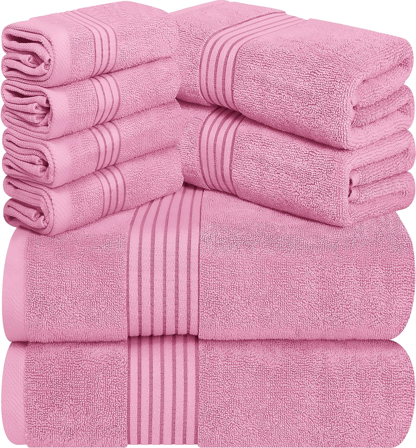 Utopia Towels - 600 GSM 8-Piece Premium Towel Set, 2 Bath Towels, 2 Hand Towels and 4 Washcloths -100% Ring Spun Cotton - Machine Washable, Super Soft and Highly Absorbent (Beige)