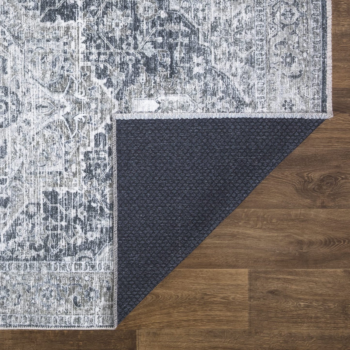 Bloom Rugs Caria, waschbarer, rutschfester Teppich, 4 x 6 Zoll, blauer traditioneller Teppich für Wohnzimmer, Schlafzimmer, Esszimmer und Küche, genaue Größe: 4 x 6 Fuß 