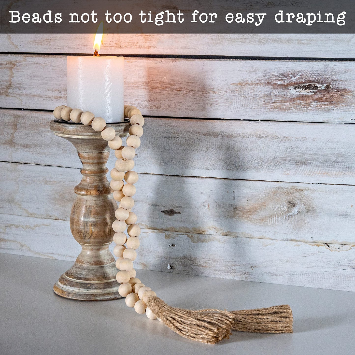 Wooden Bead Garland Decor, Wood Beads Garland Decorative Beads, Wooden Beads Garland, Wood Bead Garland Farmhouse, Wood Bead Garland Tassels, Boho Tassel Garland Beads Decor Beads Wooden Garland Beads