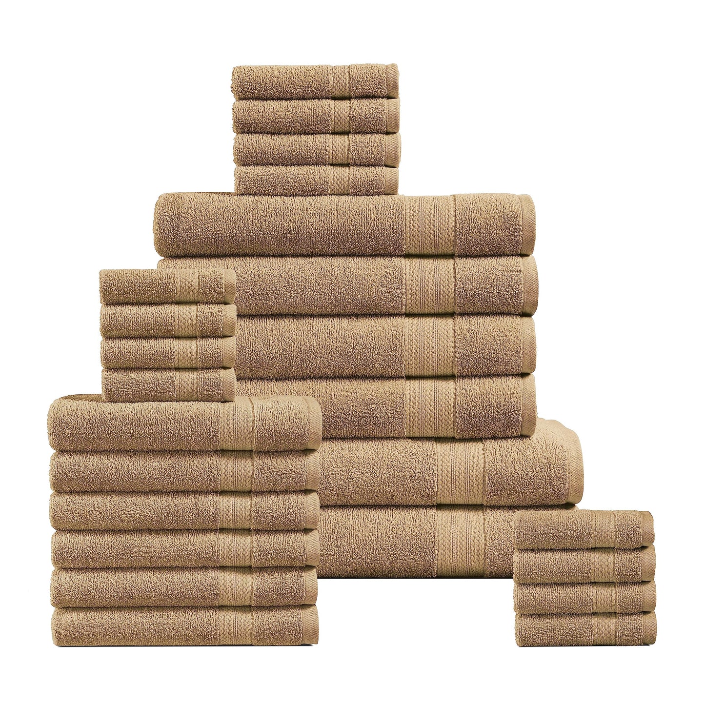 LANE LINEN 24-teiliges Badezimmerhandtuch-Set – 100 % Baumwolle, Badetuch-Sets, 4 Badetücher extragroß, 2 Badelaken, 6 Handtücher fürs Badezimmer, 8 Waschlappen, 4 Fingerkuppen-Handtücher – weiße Handtücher 