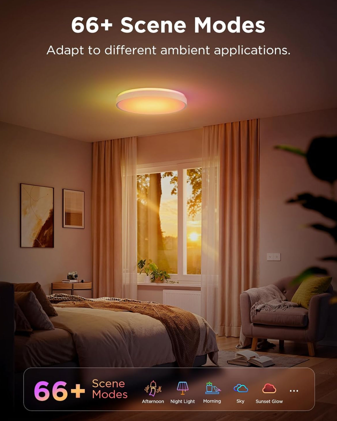 Govee Smart Ceiling Light 4300LM, RGBIC LED Ceiling Light Fixture Works with Matter, Flush Mount Light Fixture, DIY Colors, 2700K-6500K
