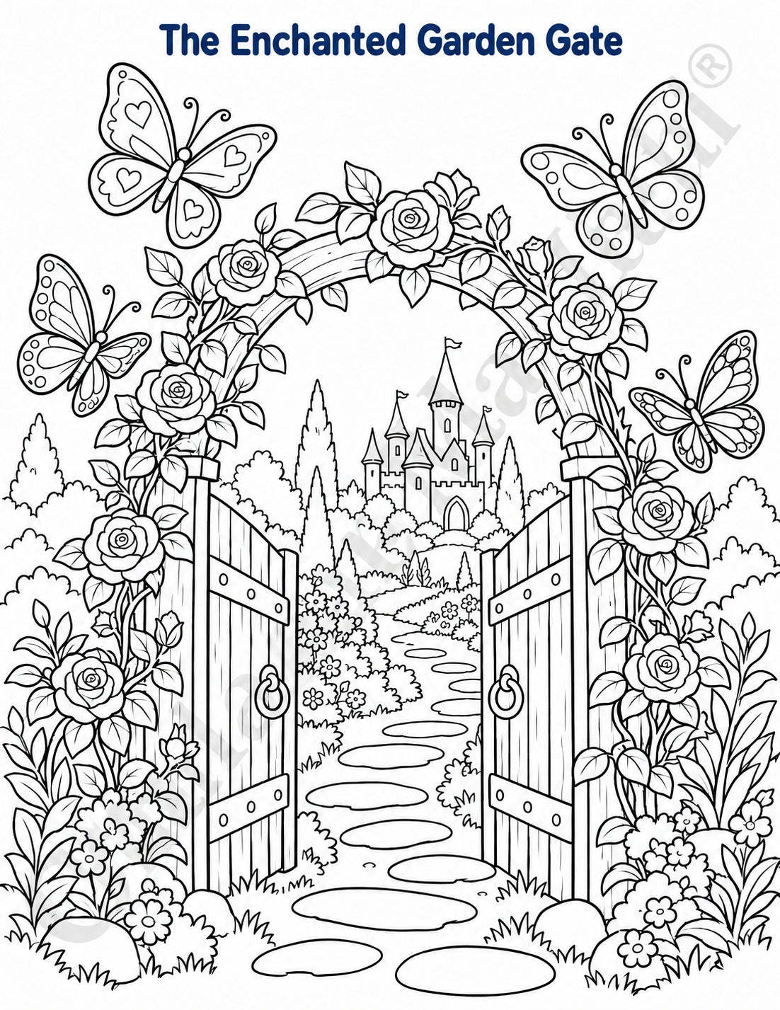 Butterfly Garden | Printable Coloring Art | JPEG Download