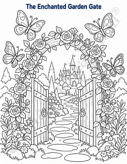 Butterfly Garden | Printable Coloring Art | JPEG Download