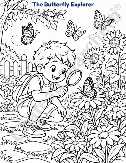 Butterfly Garden | Printable Coloring Art | JPEG Download