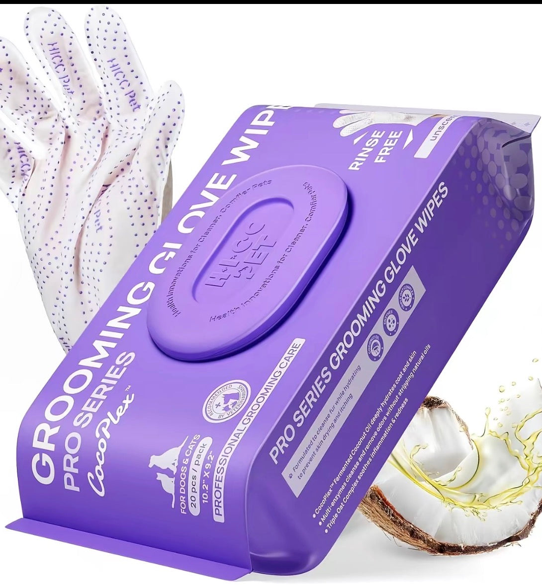 PET Grooming Glove Wipes — 20 Pieces