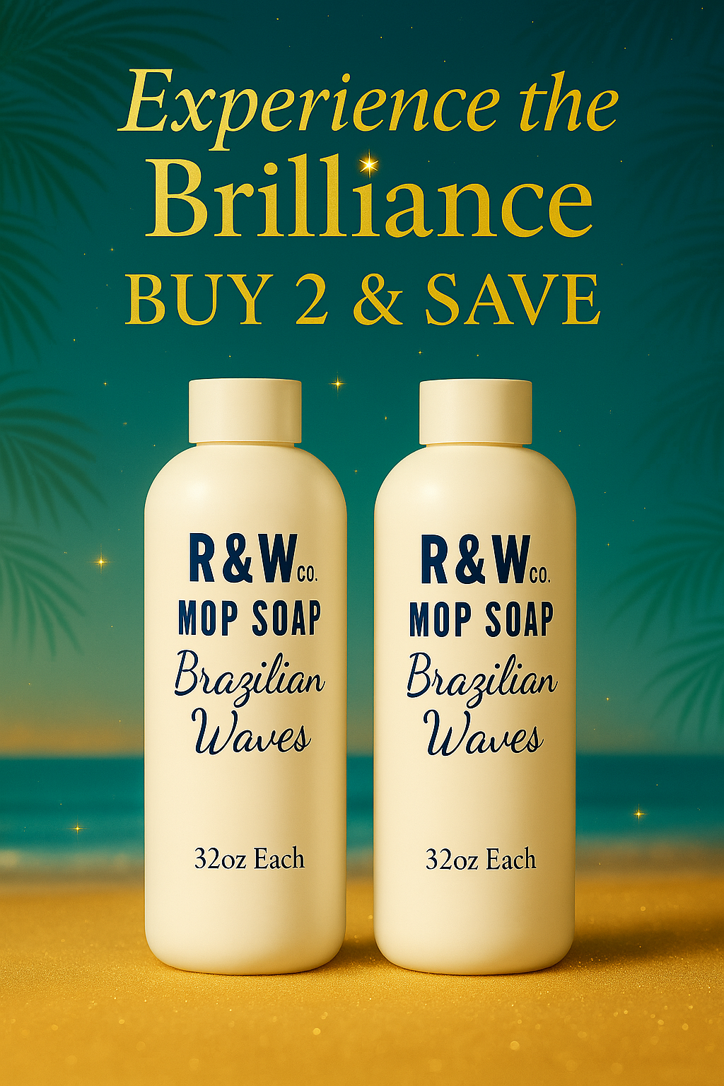 Brazilian Waves Mop Soap 2-Pack (32oz Each) – Lavish, High-End Home Experience | Highly Scented Multi-Surface Cleaner