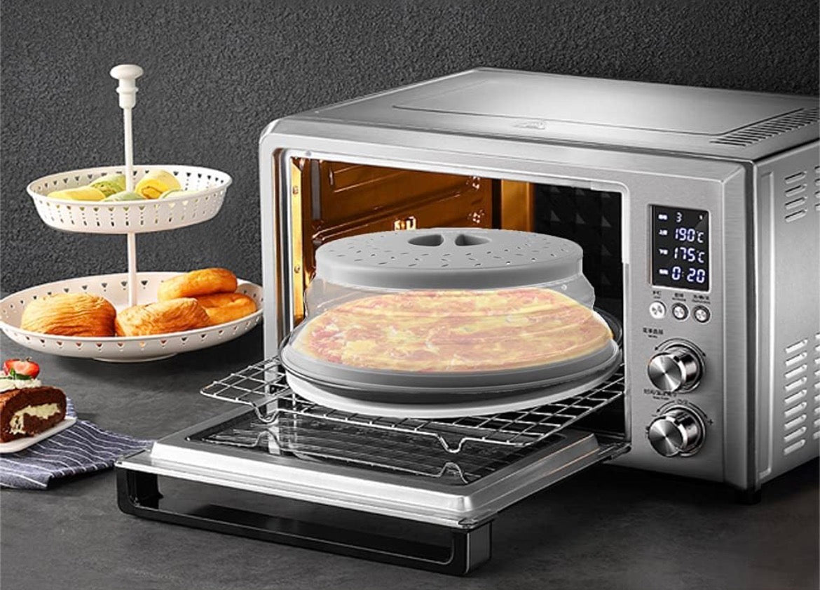 Collapsible Microwave Splatter Cover with Vent (Gray)