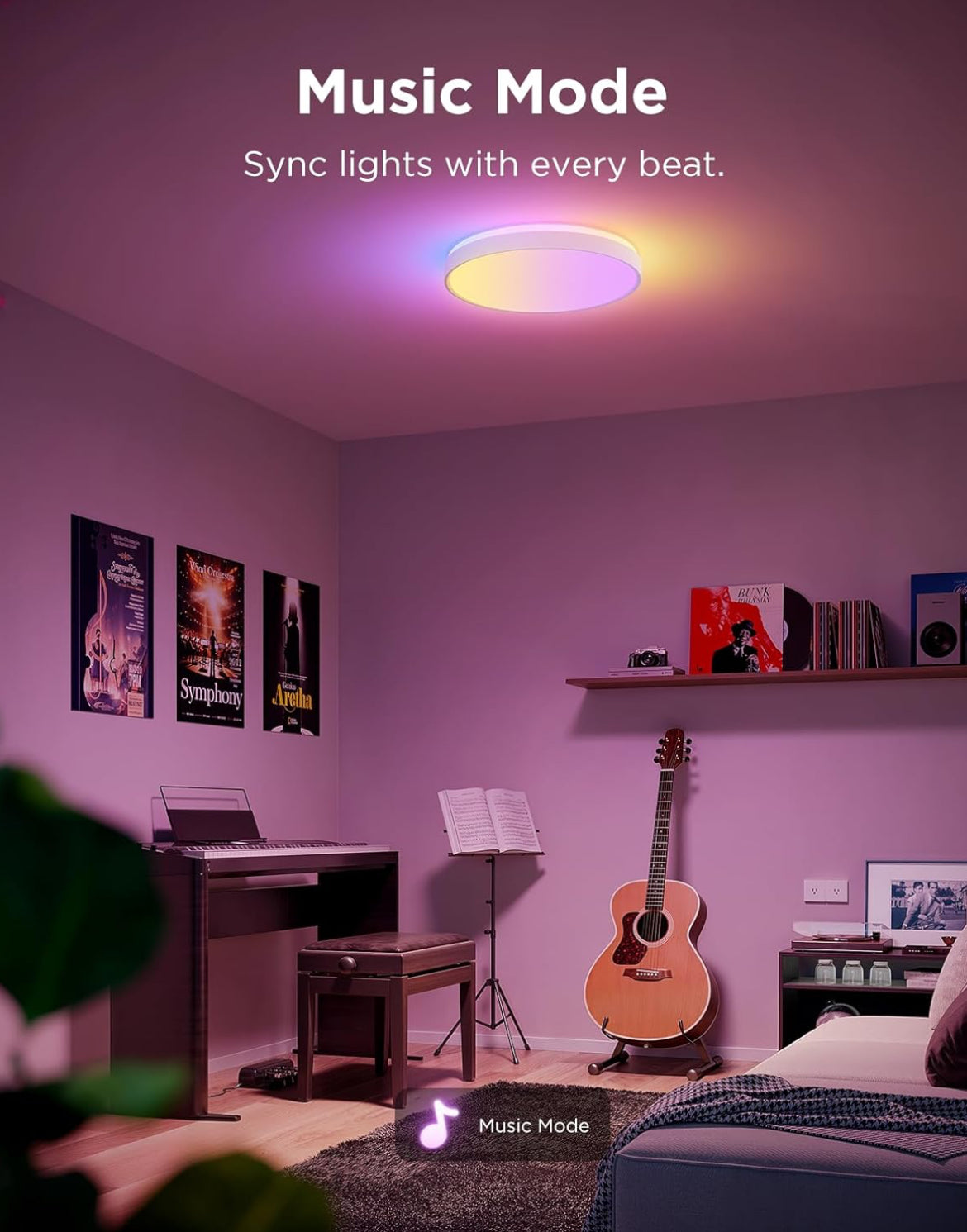 Govee Smart Ceiling Light 4300LM, RGBIC LED Ceiling Light Fixture Works with Matter, Flush Mount Light Fixture, DIY Colors, 2700K-6500K
