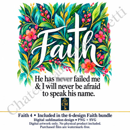 Faith Inspirational Sublimation Bundle | 6 Designs | PNG + SVG
