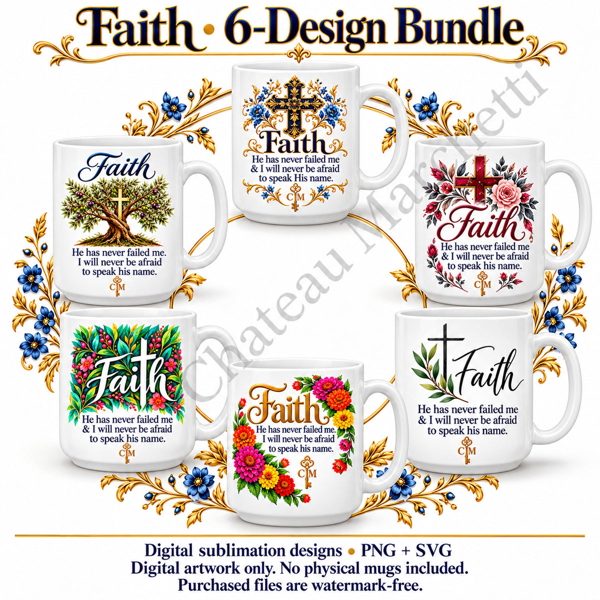 Faith Inspirational Sublimation Bundle | 6 Designs | PNG + SVG