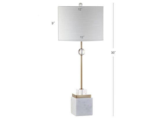 JONATHAN Y JYL5008A-SET2 2er-Set Tischlampen Dawson 30" Marmor/Kristall LED-Tischlampe Moderne zeitgenössische Nachttischlampe für Schlafzimmer Wohnzimmer, Weiß/Messing Gold 