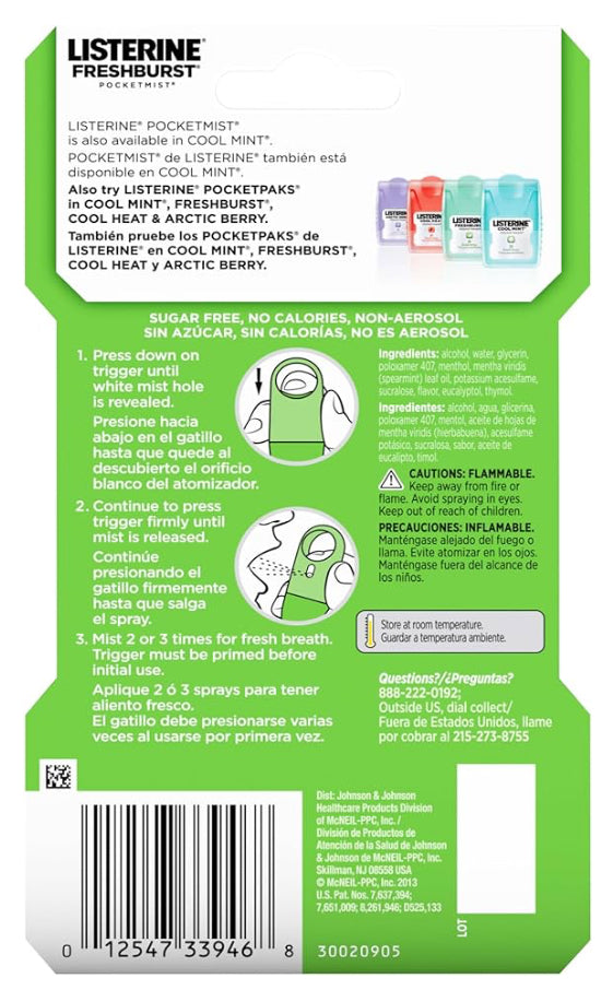 Listerine Pocketmist 2-Pack – Freshburst On-the-Go