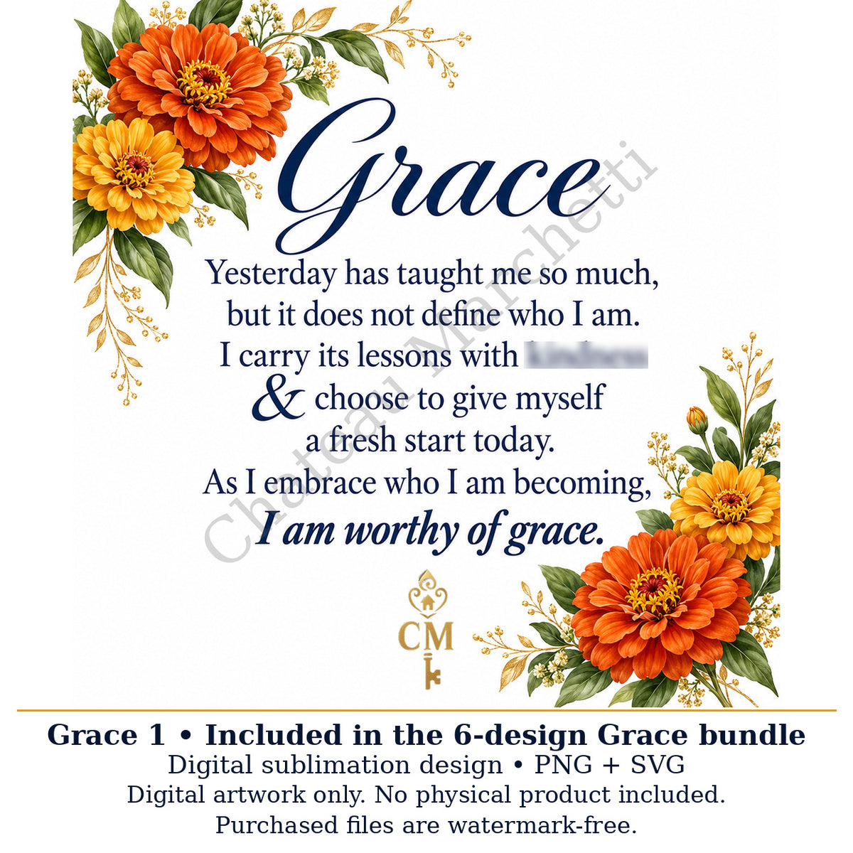Grace Inspirational Sublimation Bundle | 6 Designs | PNG + SVG