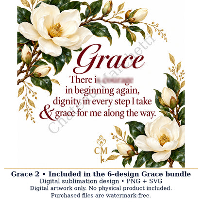 Grace Inspirational Sublimation Bundle | 6 Designs | PNG + SVG