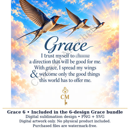 Grace Inspirational Sublimation Bundle | 6 Designs | PNG + SVG