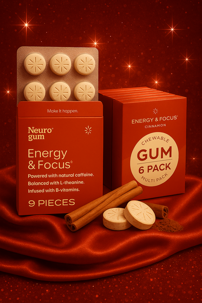 Sugar-Free Energy Chewing Gum – Bold Cinnamon Flavor, 54 Pieces
