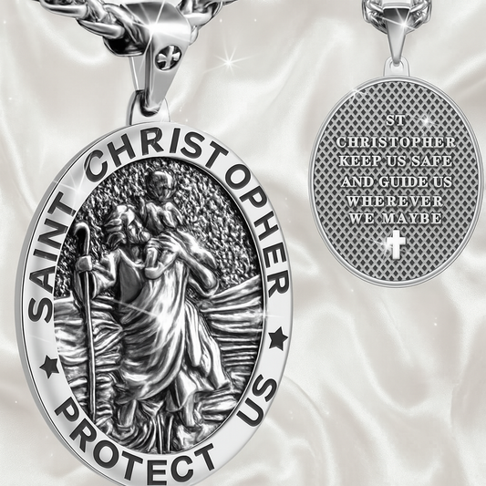 Saint Christopher Necklace – Safety & Blessing Pendant for Men, Women, Family