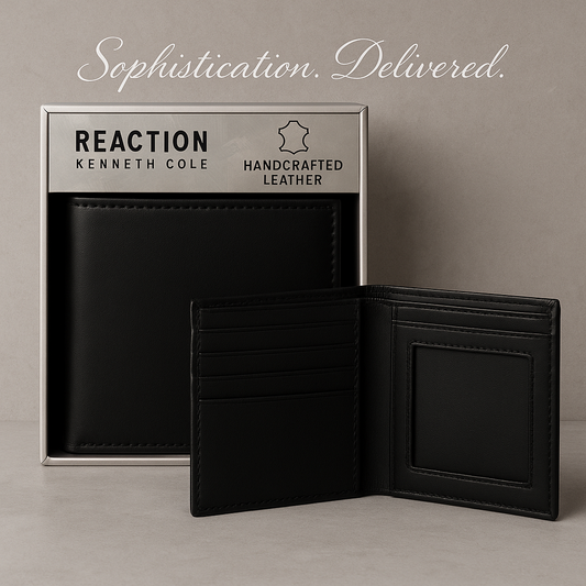Kenneth Cole Reaction Hand-Crafted Leather Bifold Wallet (Black)