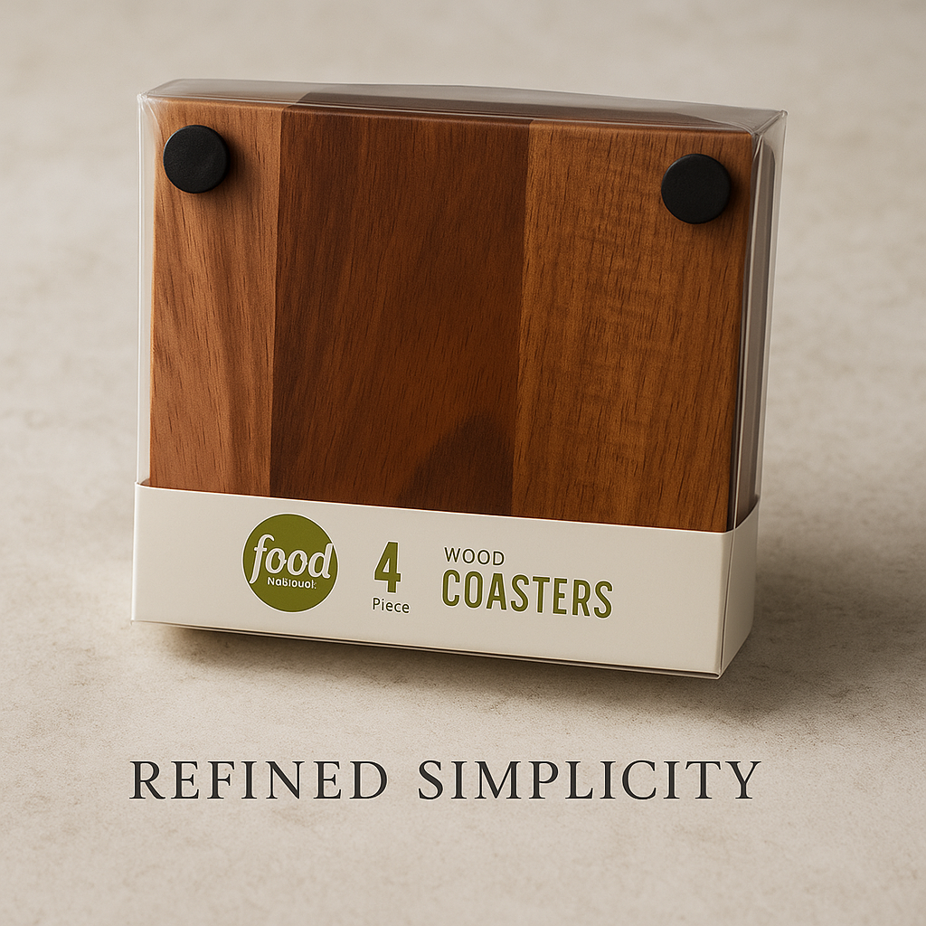 Premium 4-Piece Wood Coaster Set – Timeless Craftsmanship