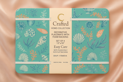 Coastal Placemats – Set of 4 | Foam-Backed | 13”x19”