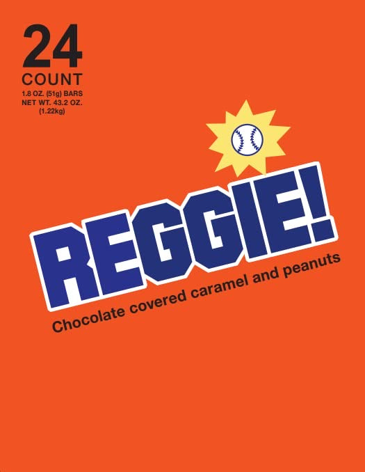 The REGGIE! Bar - Milk Chocolate Covered Caramel and Peanuts (24-Pack) Reggie Bars 1.8oz Per Made in USA Endorsed by Baseball Legend Jackson