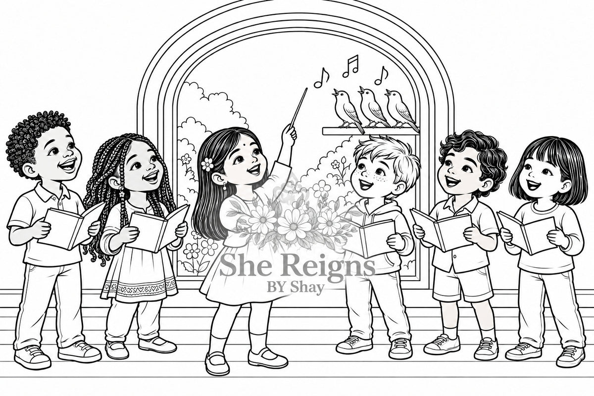 Joyful Harmony Printable Music Coloring Art | She Reigns by Shay