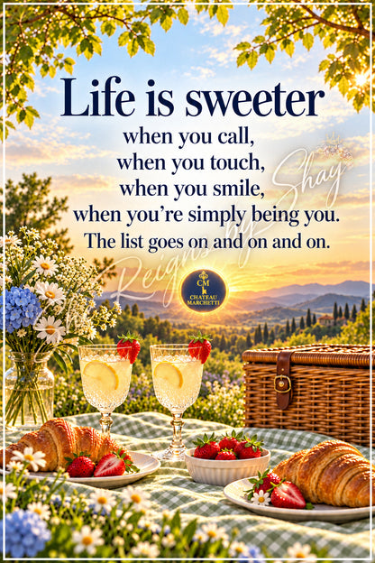 Life Is Sweeter | Romantic Printable Poem Art | She Reigns by Shay