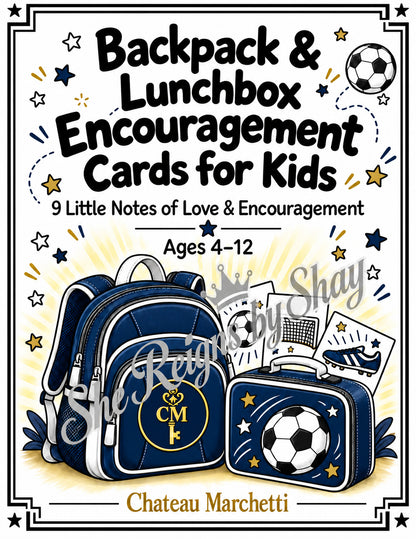Soccer Backpack & Lunchbox Encouragement Cards for Kids | 9 Printable Notes | Choose Your Color