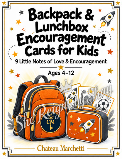 Soccer Backpack & Lunchbox Encouragement Cards for Kids | 9 Printable Notes | Choose Your Color