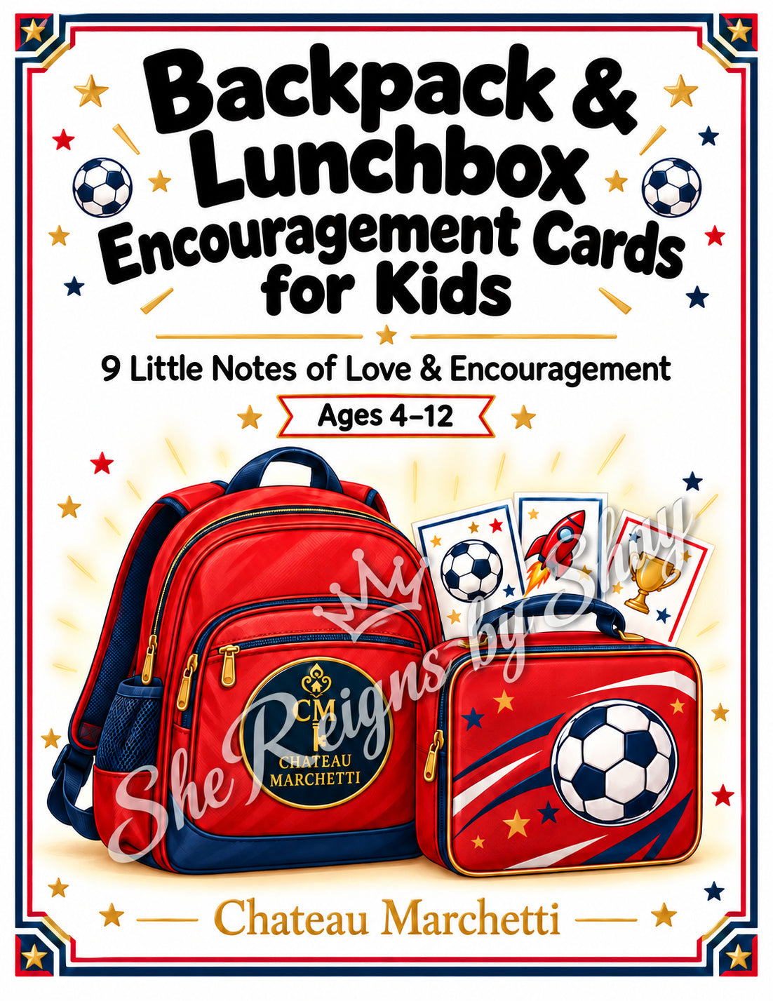 Soccer Backpack & Lunchbox Encouragement Cards for Kids | 9 Printable Notes | Choose Your Color