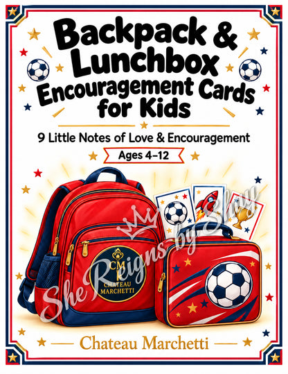 Soccer Backpack & Lunchbox Encouragement Cards for Kids | 9 Printable Notes | Choose Your Color