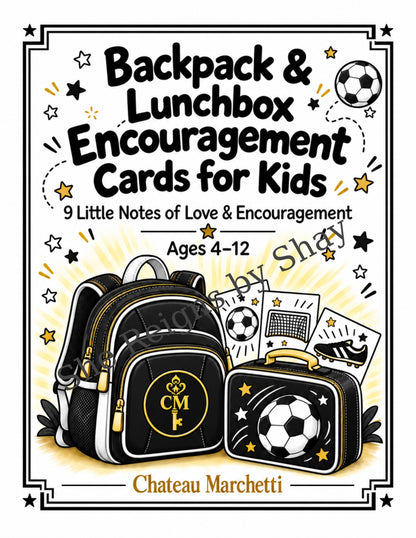 Soccer Backpack & Lunchbox Encouragement Cards for Kids | 9 Printable Notes | Choose Your Color