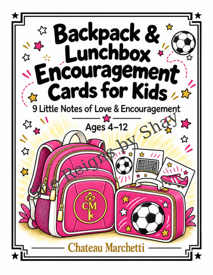 Soccer Backpack & Lunchbox Encouragement Cards for Kids | 9 Printable Notes | Choose Your Color