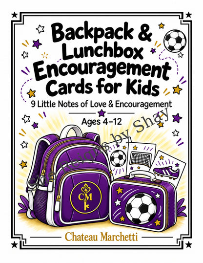 Soccer Backpack & Lunchbox Encouragement Cards for Kids | 9 Printable Notes | Choose Your Color