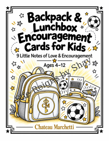 Soccer Backpack & Lunchbox Encouragement Cards for Kids | 9 Printable Notes | Choose Your Color