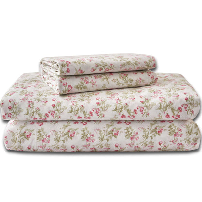 DaDa Bedding Romantic Coquette 100% Cotton Floral Sheet Set – Soft, Breathable, Deep Pocket, Wrinkle-Resistant